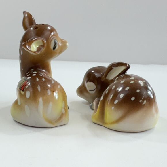 Vintage Spotted Fawn Salt & Pepper Shakers Occupied Japan Baby Deer San Diego - Picture 7 of 14